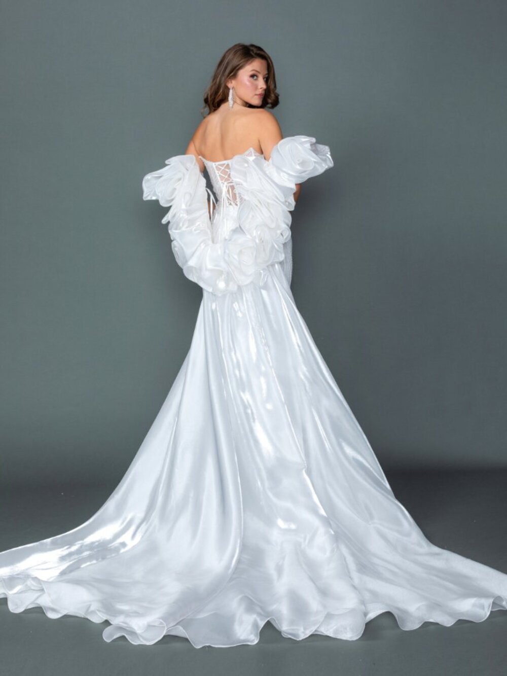 NEW OFF-WHITE Evening Gown Floor Length Formal Elegant Stunning 328 - Picture 4 of 5